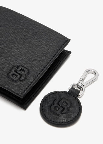 Set BOSS de Cartera Bifold y Llavero en Piel con Monograma Double B