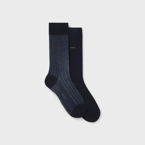 Pack de 2 Medias BOSS 2P RS Rib Steve MC – Azul Oscuro