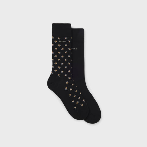 Pack de 2 Medias BOSS 2P RS Minipattern CC de Algodón – Negro