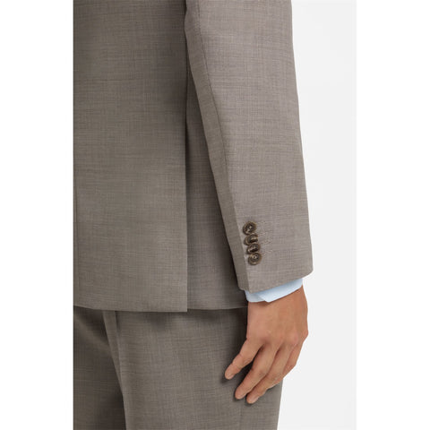 Traje BOSS H-Huge-2Pcs-263 Slim Fit de lana virgen – Beige oscuro