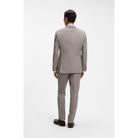 Traje BOSS H-Huge-2Pcs-263 Slim Fit de lana virgen – Beige oscuro