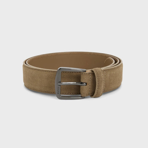 Correa BOSS de Gamuza con Hebilla Metálica – Beige