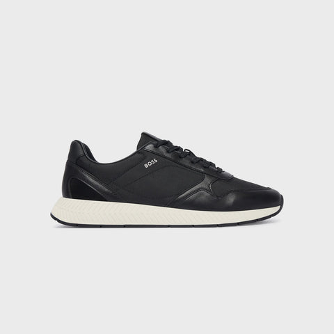 Tenis BOSS Titanium Runn de Piel y Malla – Negro