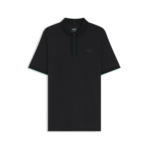 Polo BOSS x Aston Martin C-Parlay 80 Regular Fit de Algodón Mercerizado – Negro