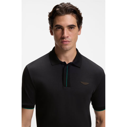 Polo BOSS x Aston Martin C-Parlay 80 Regular Fit de Algodón Mercerizado – Negro