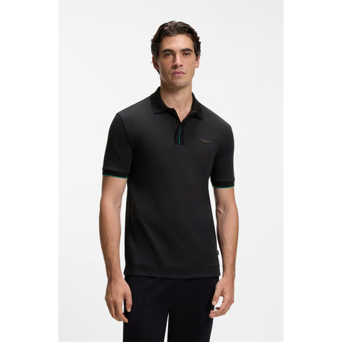 Polo BOSS x Aston Martin C-Parlay 80 Regular Fit de Algodón Mercerizado – Negro