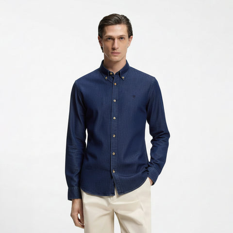 Camisa BOSS en Denim con Monograma Doble b bordado Slim Fit