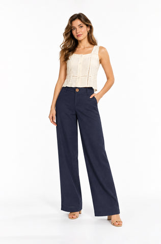 Pantalón Faride Sixta de Pierna Ancha – Azul Marino