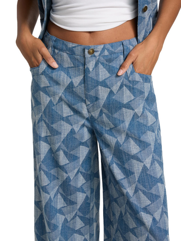 Set Ramy Brook Angelica y Leo en Denim con Estampado Geométrico