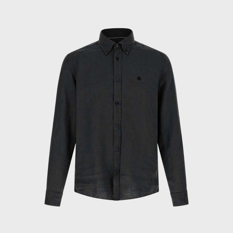 Camisa BOSS en Lino de Regular Fit Button Down - Negro