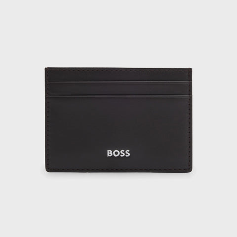 Tarjetero de Piel BOSS con Logo Plateado
