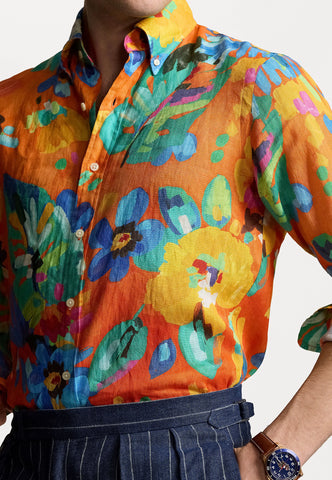 Camisa En Lino Con Print Floral POLO Ralph Lauren Classic Fit
