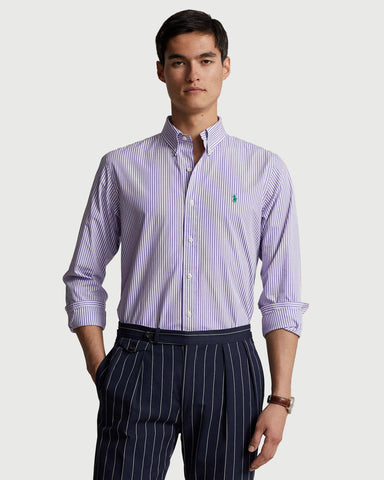 Camisa POLO Ralph Lauren Manga Larga Con Stretch Poplin De Rayas Custom Fit