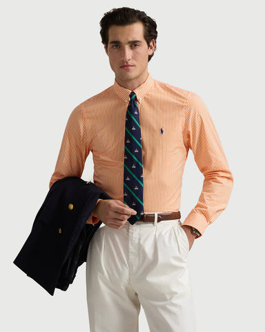Camisa POLO Ralph Lauren Manga Larga Con Stretch Poplin De Rayas Custom Fit