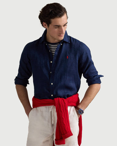 Camisa POLO Ralph Lauren Manga Larga En Lino Custom Fit