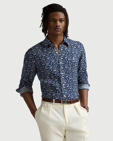 Camisa Print En Lino  POLO Ralph Lauren Manga Larga Custom Fit