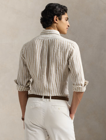 Camisa en Lino de Rayas POLO Ralph Lauren Manga Larga Custom Fit