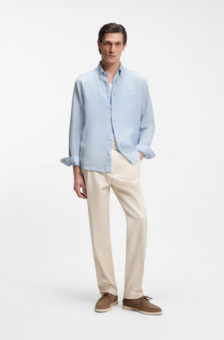 Camisa BOSS en Lino con Monograma Doble b bordado Slim Fit