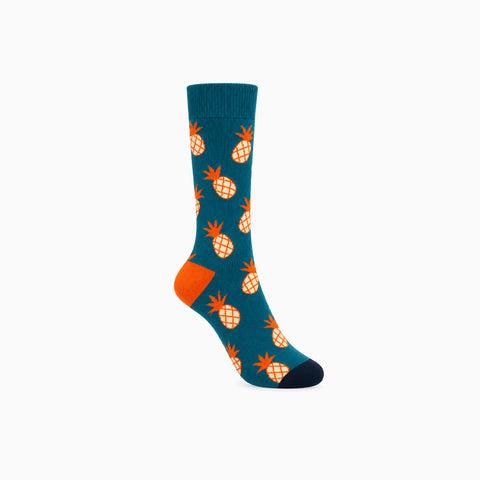 Medias Happy Socks con Estampado de Piñas – Verde Azulado / Naranja