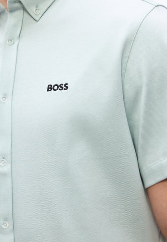 Camisa Mangas Cortas BOSS en Algodón regular fit Azul Turquesa