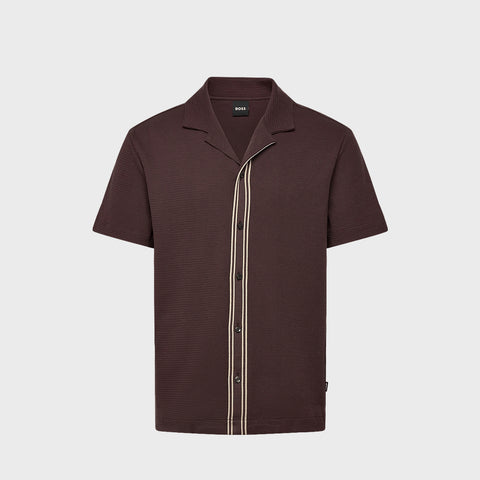 Polo BOSS Slim Fit de Algodón Mercerizado con Detalle a Contraste Marrón Oscuro