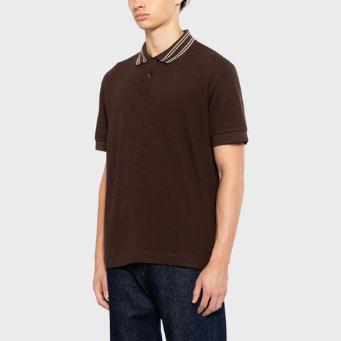 Polo BOSS de Punto con Cuello en Contraste - Marrón