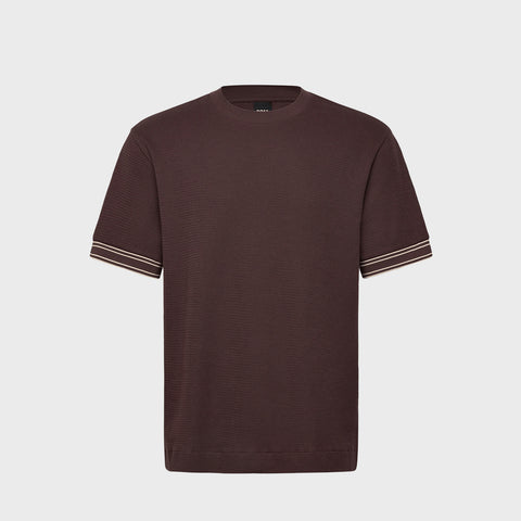 Camiseta BOSS Slim Fit de Algodón Mercerizado con Detalles a Contraste - Marrón Oscuro