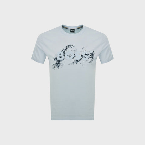 Camiseta Regular Fit BOSS C-Thompson 215 de Algodón con Logo Estampado Azul Claro Hombre