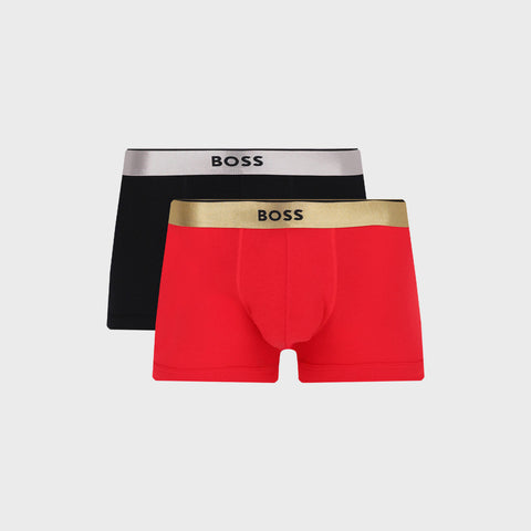 Pack de 2 Bóxers Trunk BOSS de Algodón Stretch Rojo y Negro Hombre