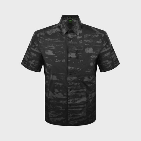 Camisa BOSS Green de Hombre Estampado Abstracto - Negro y Gris