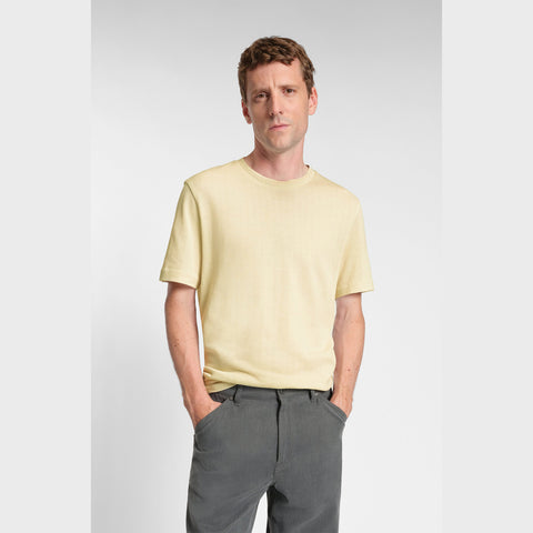 Camiseta Regular Fit BOSS de Algodón con Textura Espiga Amarillo Claro Hombre