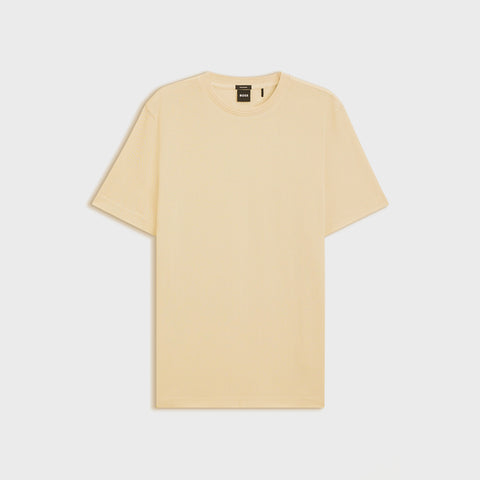 Camiseta Regular Fit BOSS de Algodón con Textura Espiga Amarillo Claro Hombre