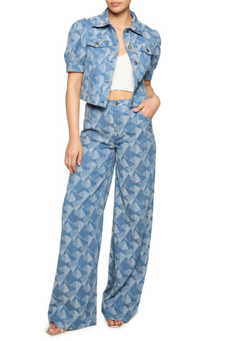 Set Ramy Brook Angelica y Leo en Denim con Estampado Geométrico