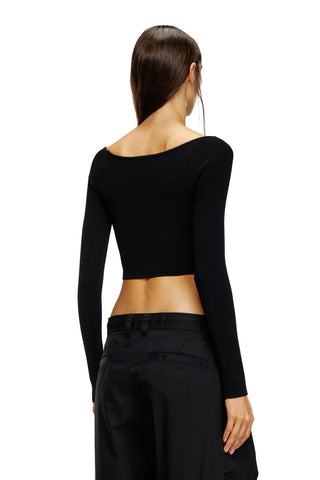 Top Diesel Manga Larga Para Mujer Slim fit con hombro descubierto y Placa Metálica D Ovalada m-vera-ls