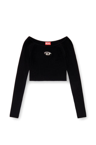 Top Diesel Manga Larga Para Mujer Slim fit con hombro descubierto y Placa Metálica D Ovalada m-vera-ls