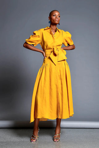 Vestido Asya En Lino Diseñadora Olga Lucia Cortes