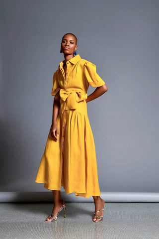 Vestido Asya En Lino Diseñadora Olga Lucia Cortes