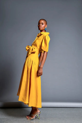 Vestido Asya En Lino Diseñadora Olga Lucia Cortes