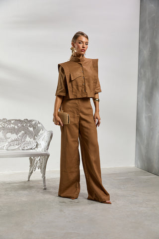Conjunto ZOEW Aura en lino – Moca