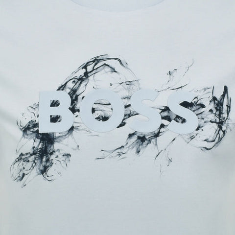 Camiseta Regular Fit BOSS C-Thompson 215 de Algodón con Logo Estampado Azul Claro Hombre