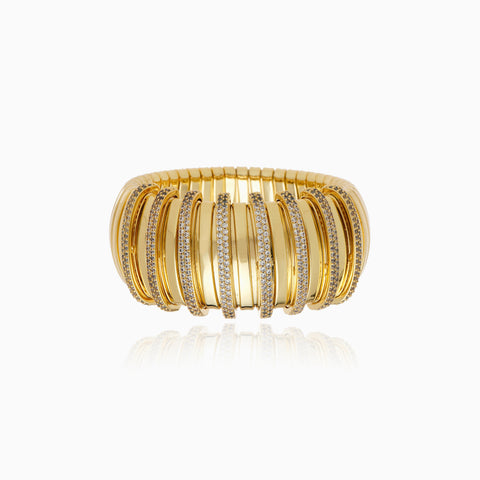 Pulsera Cristina Sabatini Bellagio Tubogas con Baño de Oro 18K y Circonitas – Dorado