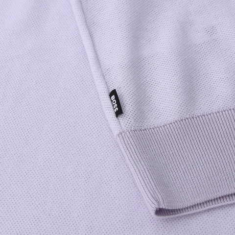 Polo BOSS de punto de mezcla de algodón con raya horizontal - Lila
