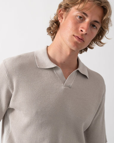 Polo de Punto BOSS con Cuello Abierto - Azul Cielo