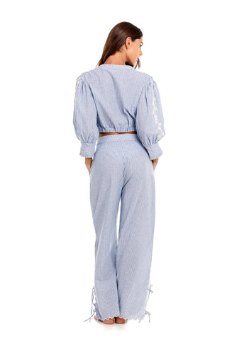 Conjunto Agua Bendita Top + Pantalón Batik Isolda Bordados Artesanales