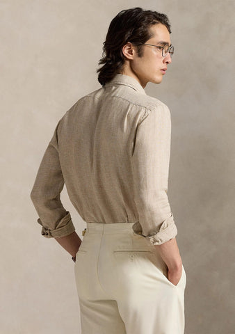 Camisa En Lino POLO Ralph Lauren Manga Larga Custom Fit Houndstooth