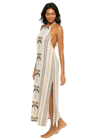 Vestido Cover Up Ramy Brook Gardenia - Estampado Palma Beige/Negro