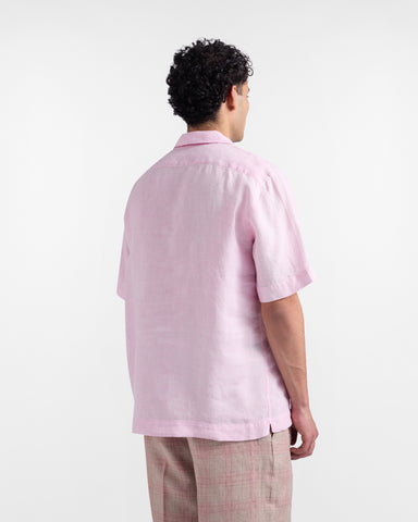 Camisa Harmont & Blaine de Lino Rosa con Cuello Bowling