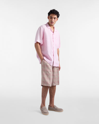 Camisa Harmont & Blaine de Lino Rosa con Cuello Bowling