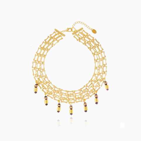 Collar Cristina Sabatini Cerro Amethyst con Baño de Oro y Amatistas – Dorado/Morado