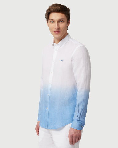 Camisa Harmont & Blaine de Lino con Estampado Difuminado Narrow Fit